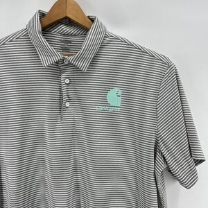 Carhart Short Sleeve Polo Performance Shirt Men's XL Gray Stripped